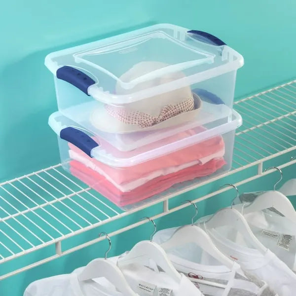 15 Quart Clear Plastic Storage Bin with Latching Lid, Stackable BPA-Free Transparent Organizer Box for Home Closet`