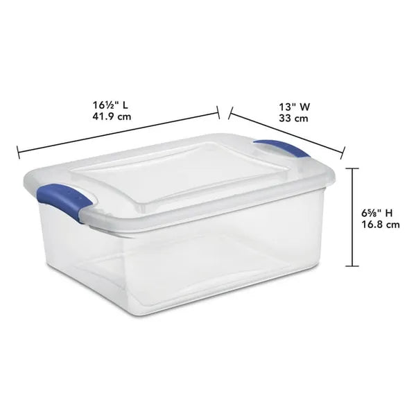 15 Quart Clear Plastic Storage Bin with Latching Lid, Stackable BPA-Free Transparent Organizer Box for Home Closet`