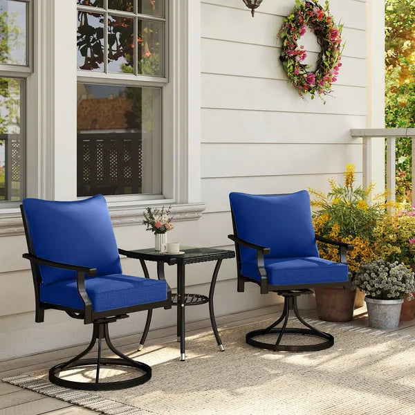 Aeelleea 2 Pack Outdoor Chair Cushion Set, 24×24×4.75 Inch Seat & Back Replacement Cushions, PFAS-Free Fade Resistant Patio Cushions,