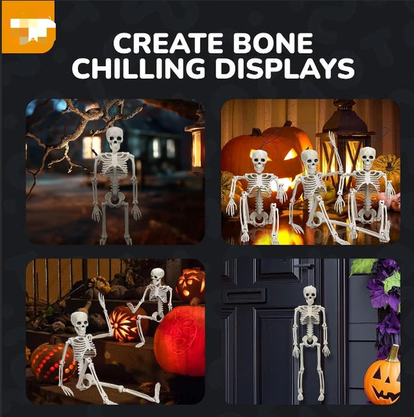 4Pcs Halloween Skeleton Figurines Set, Realistic Skull Skeleton Decor, Indoor Outdoor Halloween Party Tabletop Ornaments`  ## 2. 商品介绍 & 参数
