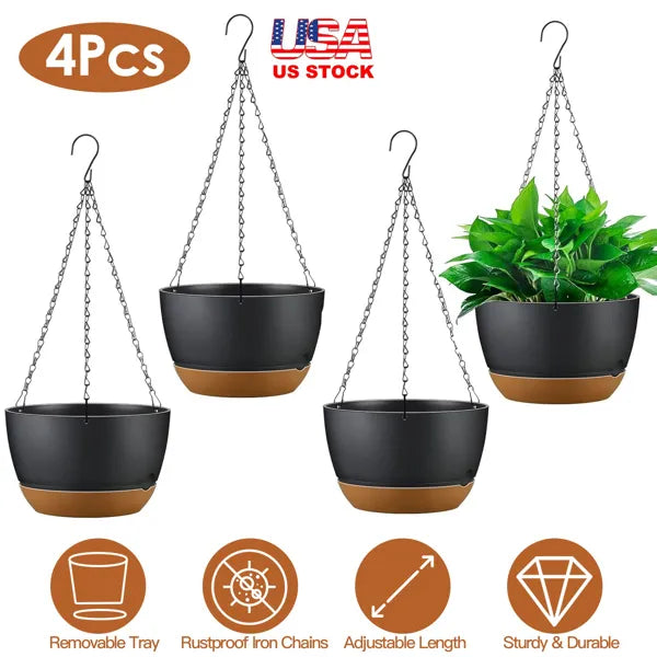 4 Pack Minimalist Hanging Planters, Indoor Wall Hanging Flower Pots for Succulent, Pothos, Home Decor