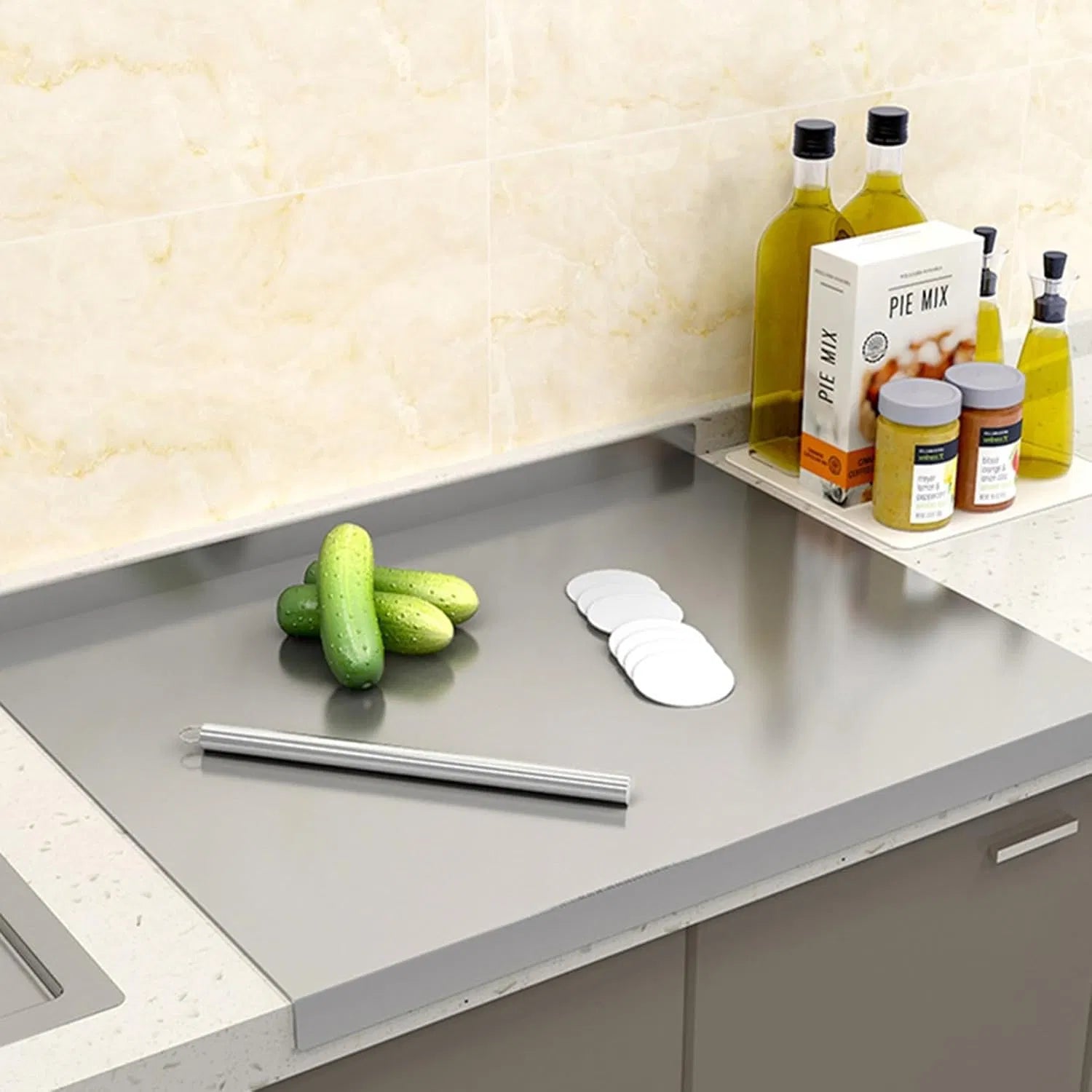 Stainless Steel Z-Shaped Countertop Cutting & Pastry Board