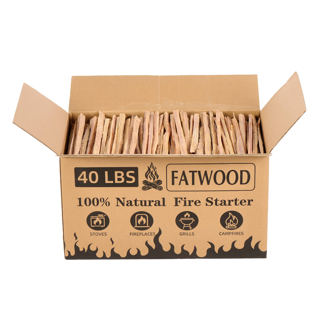 40 Lbs Fatwood Fire Starter Sticks, Natural Pine Wood Kindling, Firewood for Smoker Grill, Solo Stove Accessories, Firestarter for Stove, Fireplace & Camping