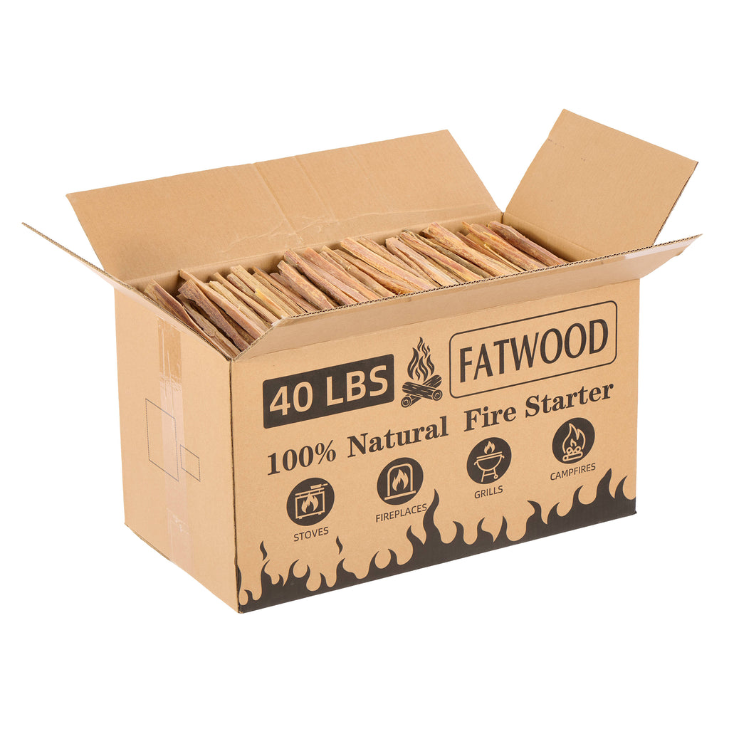 40 Lbs Fatwood Fire Starter Sticks, Natural Pine Wood Kindling, Firewood for Smoker Grill, Solo Stove Accessories, Firestarter for Stove, Fireplace & Camping