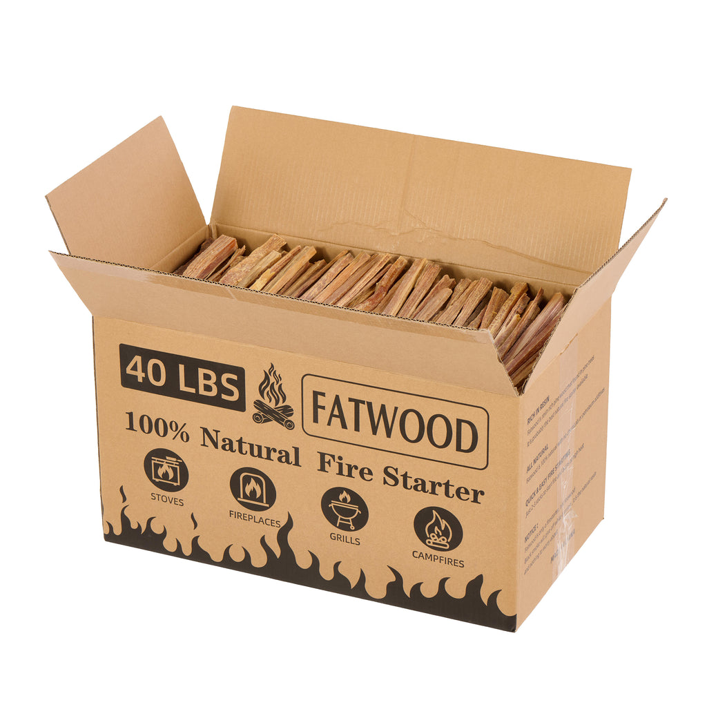 40 Lbs Fatwood Fire Starter Sticks, Natural Pine Wood Kindling, Firewood for Smoker Grill, Solo Stove Accessories, Firestarter for Stove, Fireplace & Camping