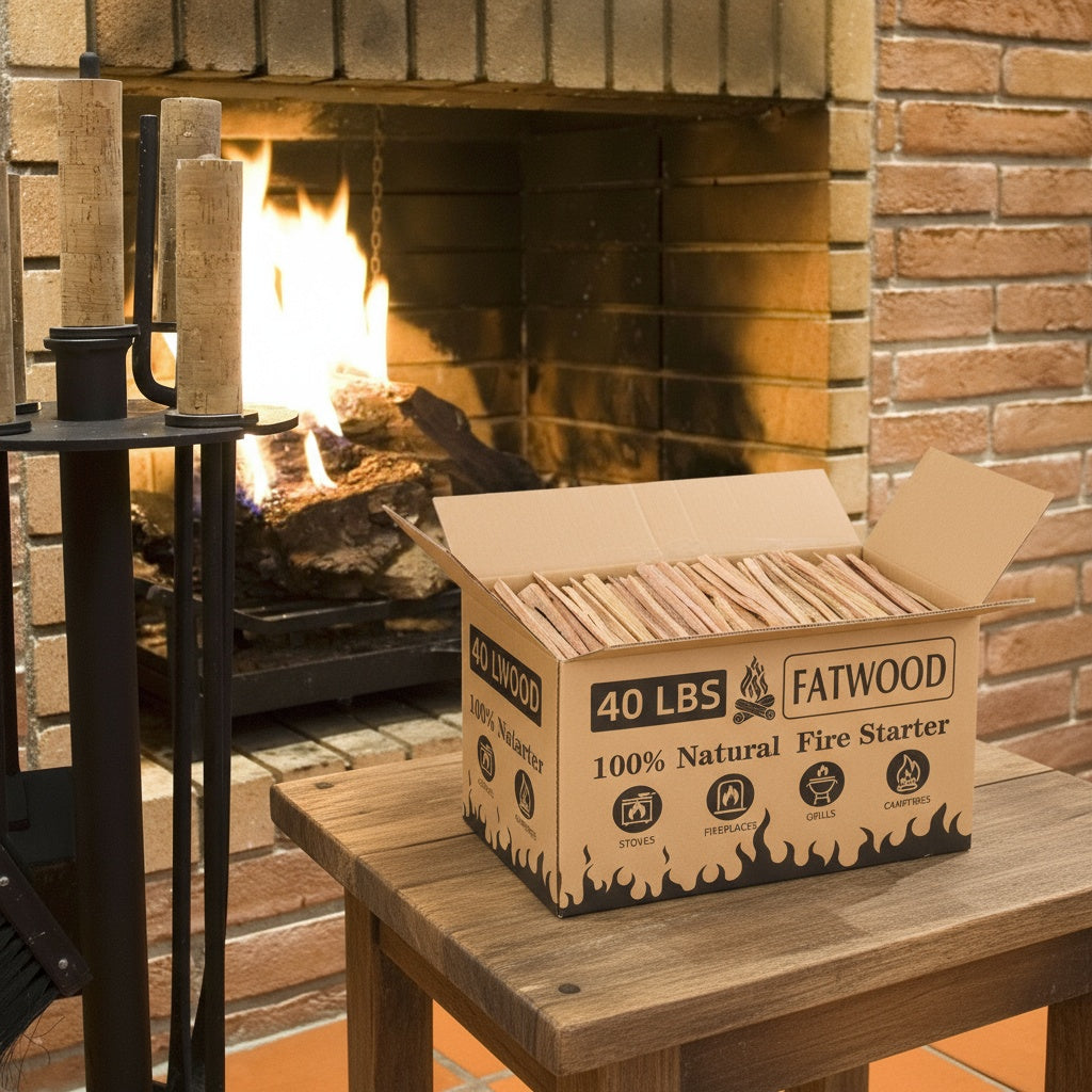 40 Lbs Fatwood Fire Starter Sticks, Natural Pine Wood Kindling, Firewood for Smoker Grill, Solo Stove Accessories, Firestarter for Stove, Fireplace & Camping