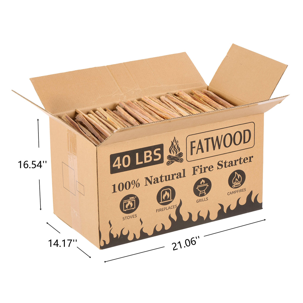 40 Lbs Fatwood Fire Starter Sticks, Natural Pine Wood Kindling, Firewood for Smoker Grill, Solo Stove Accessories, Firestarter for Stove, Fireplace & Camping