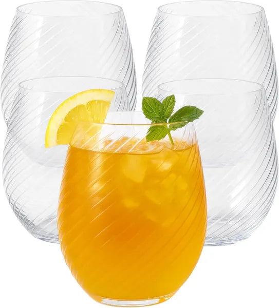 Aeelleea 40 Pack 12oz Ripple Stemless Plastic Wine Cups, Shatterproof Disposable Glasses for Wine Champagne Whiskey Wedding Bar