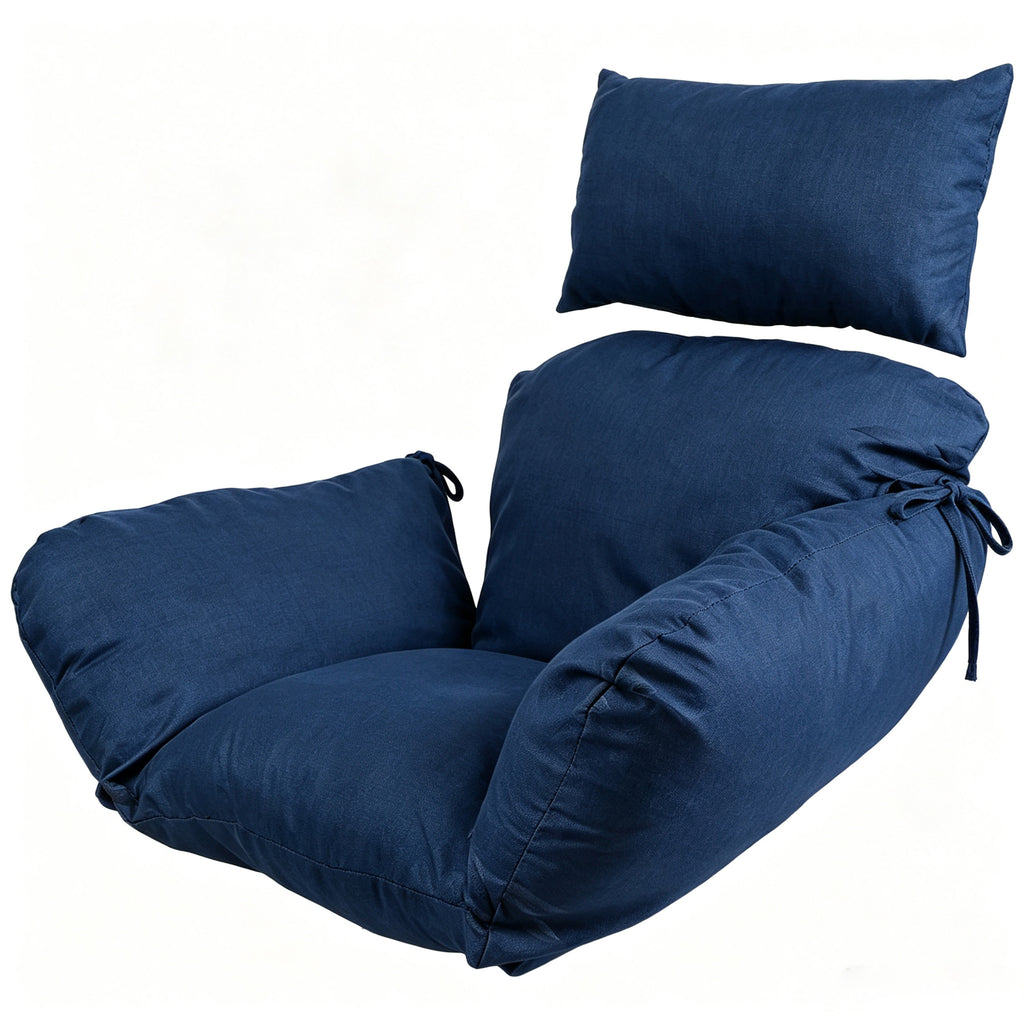 Hanging Egg Chair Cushion with Head Pillow, Thick Hollow Cotton Replacement Pad, Removable Washable Polyester Cover for Indoor Outdoor Wicker Swing Chair