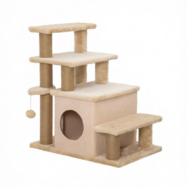Cat Tree Cat Tower 26 Inch, Multi Level Cat Tree with Condo Scratching Post, Plush Cat Tower with Hanging Toy for Indoor Cats