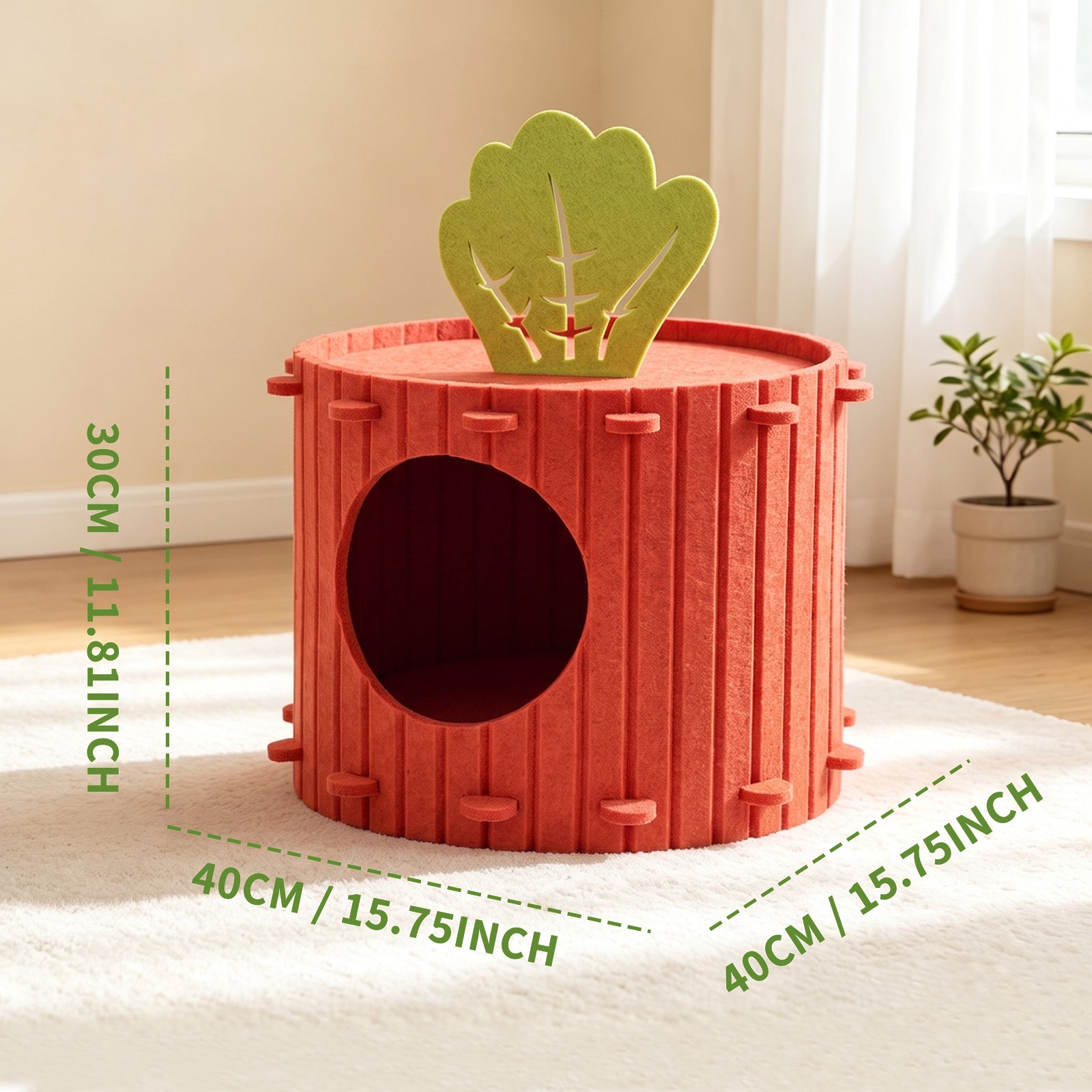 Cave Bed Cats,Soft Detachable Semi-Enclosed House,Carrot Shape Covered Cat Beds - for Home Indoor Medium Large Sized Pets Dogs Kitten Puppy Sleep Rest