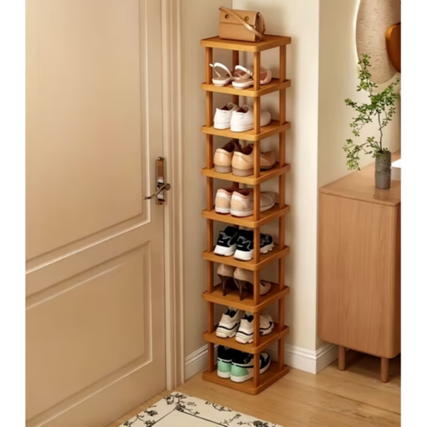 Bamboo Shoe Rack 9 Tier, Tall Natural Bamboo Shoe Shelf 51 Inch for Entryway, Eco Friendly Space Saving Vertical Storage Rack