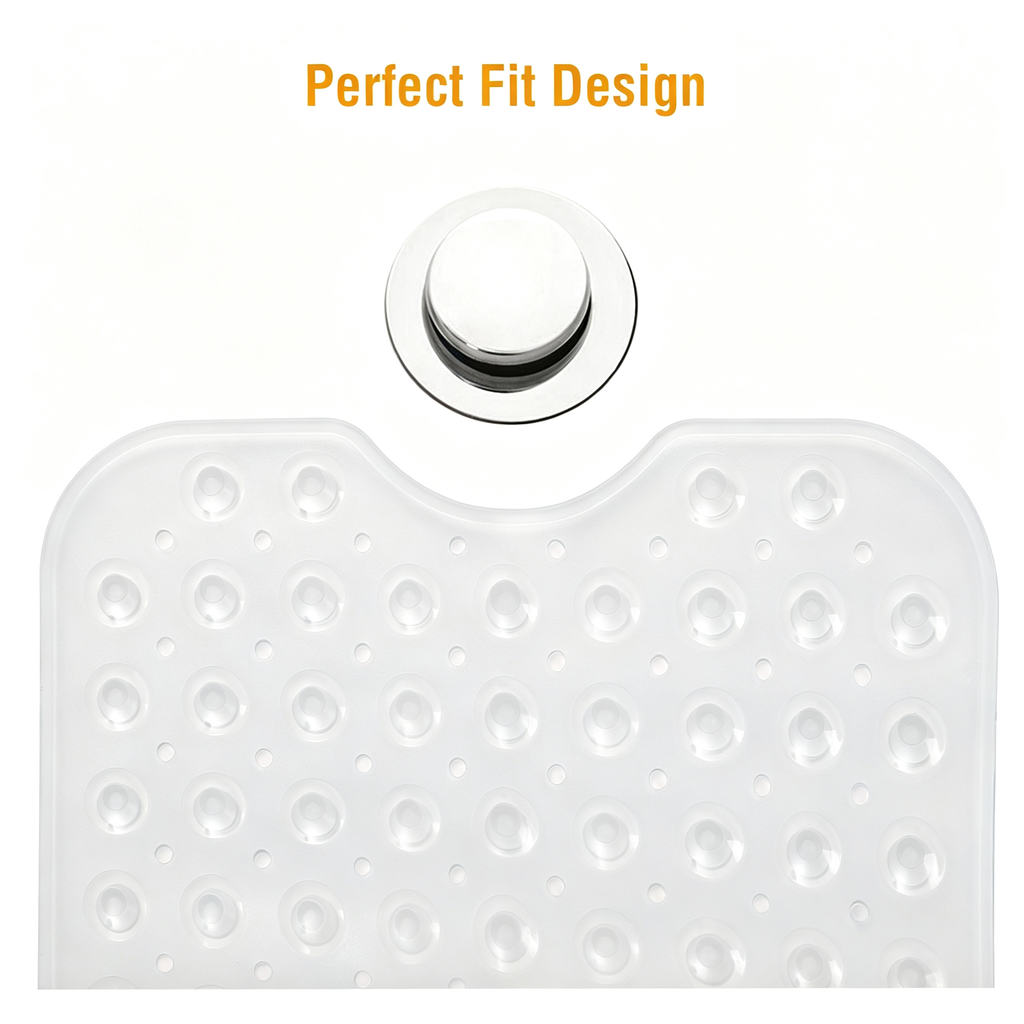 BPA Free PVC Non Slip Shower Mat with 200 Suction Cups & Drain Holes, Pebble Massage Bath Mat Machine Washable for Bathroom Tub