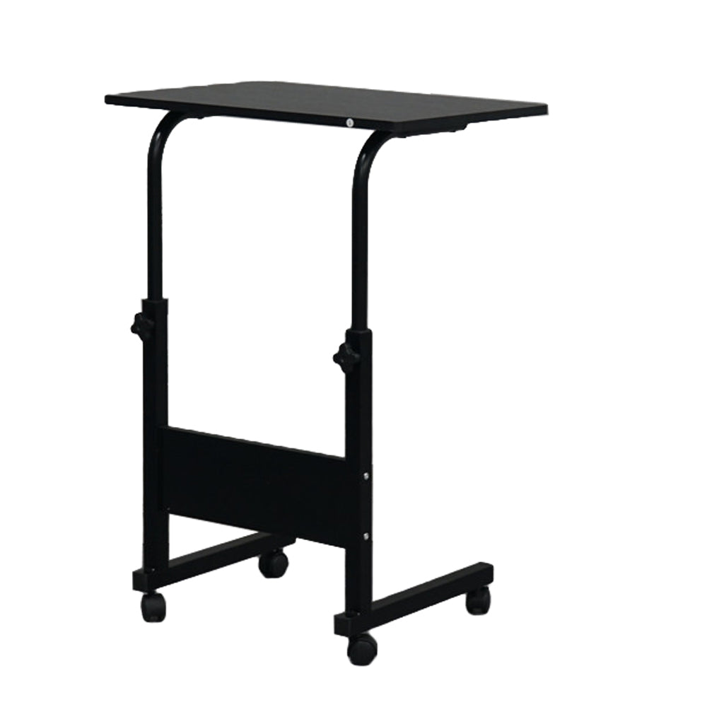AEELLEEA-Adjustable Height Mobile Side Table with Baffle, Rolling Chipboard Steel End Table, Portable Removable Small Desk