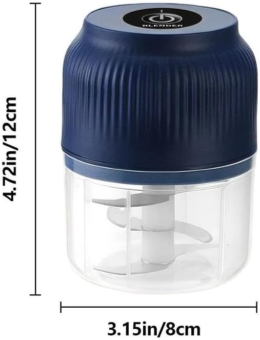 300ml Electric Mini Food Chopper, USB Rechargeable Small Food Processor with 4 Sharp Blades, Portable Garlic Mincer for Onion, Meat, Vegetable