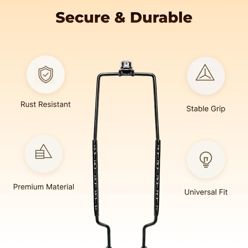 ALUCSET Adjustable Lamp Harp Holder, 8-12 Inch Lampshade Bracket Kit with UNO Fitter Adapter, Compatible with E14 E26 E27 Lamp Base and Standard Lamp Rod