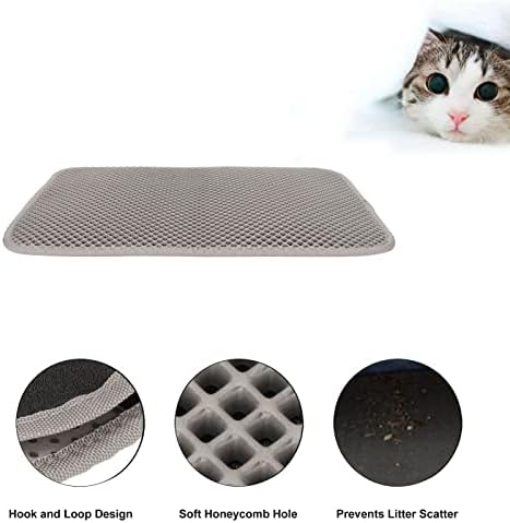 Cat Litter Mat 27.05x18.9 Inch Grey Double Layer Non Slip for Litter Scatter Control Traps 95% Debris Fast Cleaning Solution Cat Owners Home