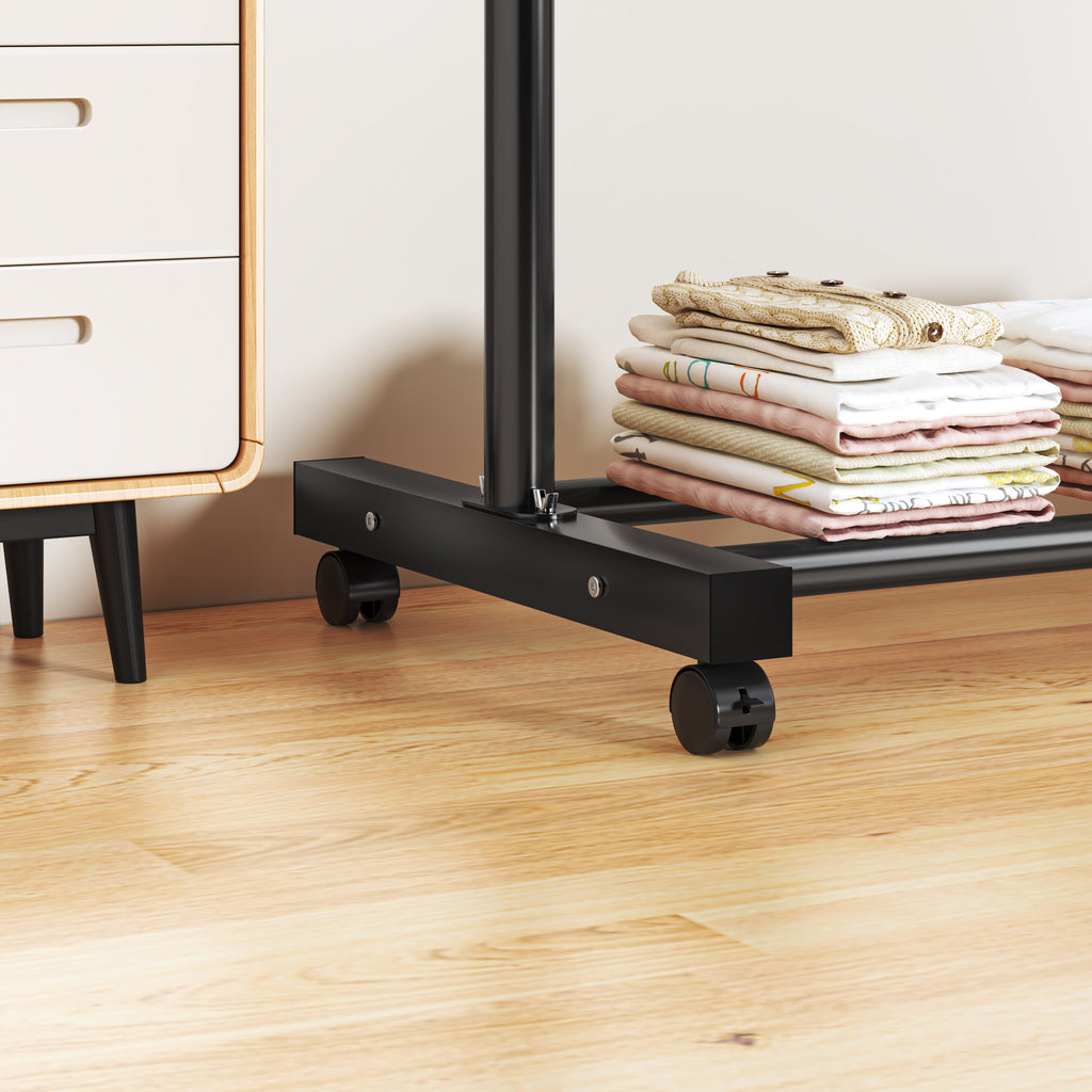 Coat Rack,Dress Up Storage, Freestanding Garment Organizer with Top Rod and Storage Bottom Shelf Space-Saving for Bedroom Home