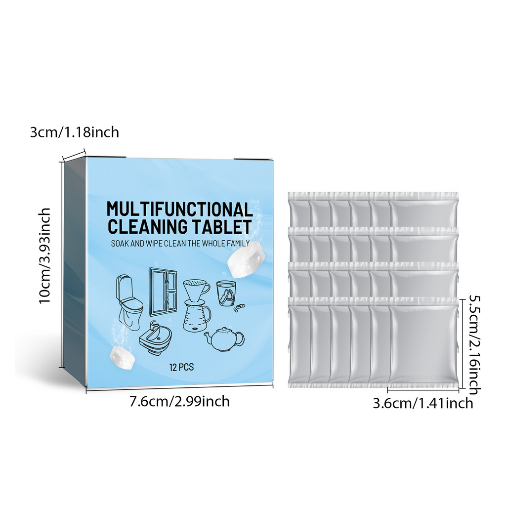 12-Count Multipurpose Cleaning Tablets for Kitchen, Bathroom & Household Surfaces