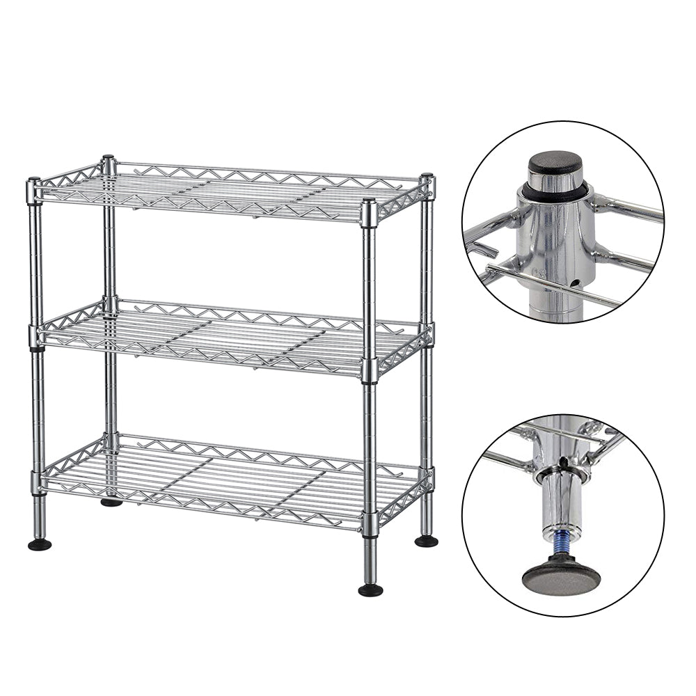 3-Tier Cabinet Organizer, Under Sink Shelf, Zinc Plated Steel, Adjustable Height, Tool-Free Assembly, Small Space Storage Rack