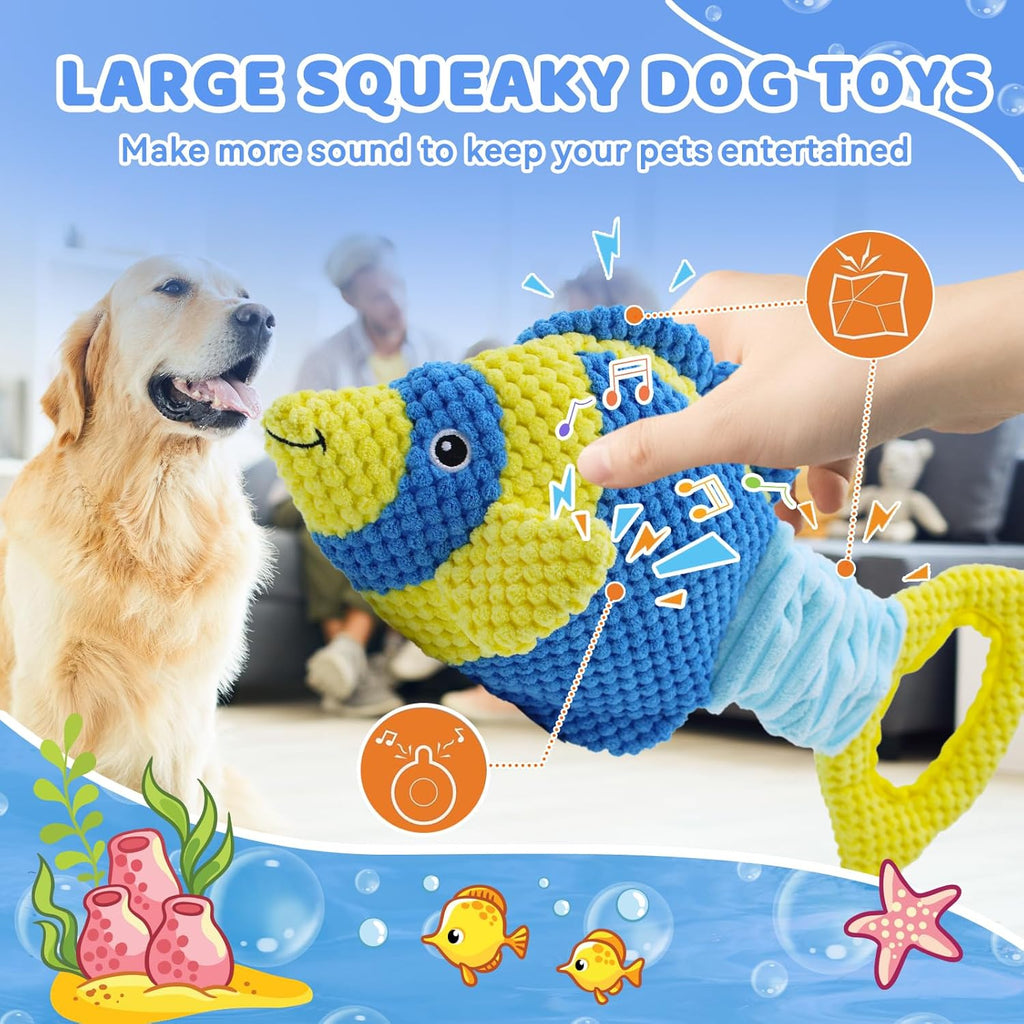 Dog Toys, Interactive Fish Puppy Toys with Crinkle Paper to Keep Them Busy