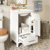 18 Inch Modern Bathroom Vanity with Ceramic Sink, Small Freestanding Bath Cabinet with Soft Close Drawer and Door Storage