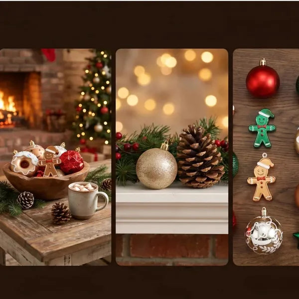 AEELLEEA-42Pcs Christmas Ornament Balls Set, High Gloss Xmas Tree Hanging Decorations, Festive Painted Baubles Gift Box