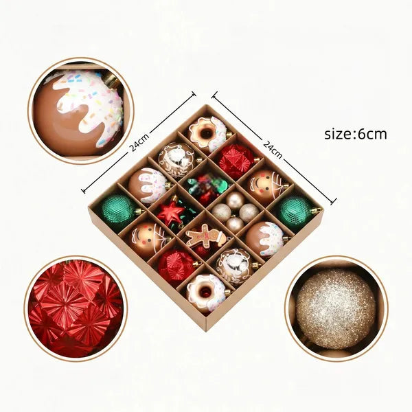 AEELLEEA-42Pcs Christmas Ornament Balls Set, High Gloss Xmas Tree Hanging Decorations, Festive Painted Baubles Gift Box