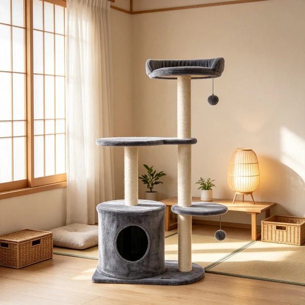 43 Inch Indoor Cat Tree, Multi-Level Cat Tower with Soft Plush Perch & Sisal Scratching Post for Cats Playing & Resting