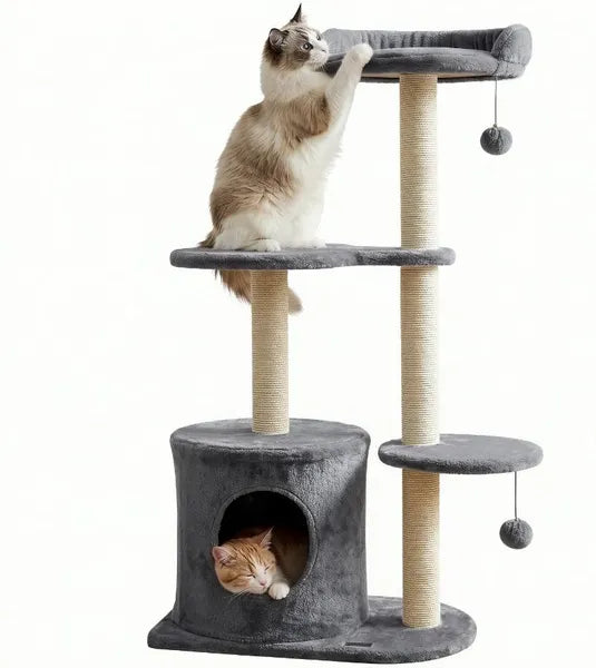 43 Inch Indoor Cat Tree, Multi-Level Cat Tower with Soft Plush Perch & Sisal Scratching Post for Cats Playing & Resting