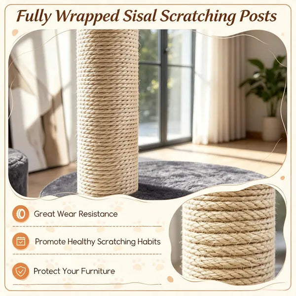 43 Inch Indoor Cat Tree, Multi-Level Cat Tower with Soft Plush Perch & Sisal Scratching Post for Cats Playing & Resting