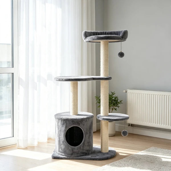 43 Inch Indoor Cat Tree, Multi-Level Cat Tower with Soft Plush Perch & Sisal Scratching Post for Cats Playing & Resting