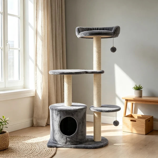 43 Inch Indoor Cat Tree, Multi-Level Cat Tower with Soft Plush Perch & Sisal Scratching Post for Cats Playing & Resting