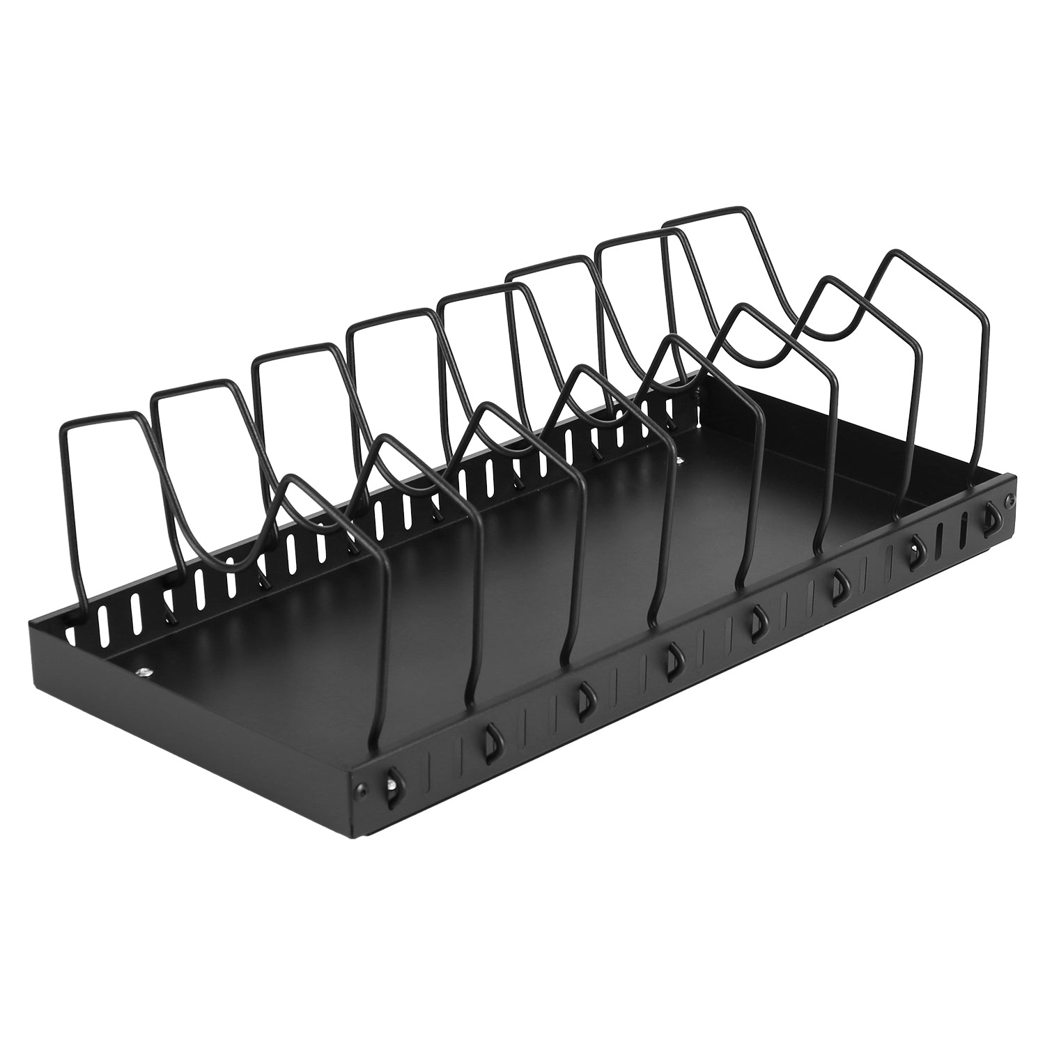 Pull Out Pot Pan Organizer for Cabinet, 8 Adjustable Dividers, Drill-Free Slide Cookware Rack for Pots Lids Dishes, Premium Carbon Steel