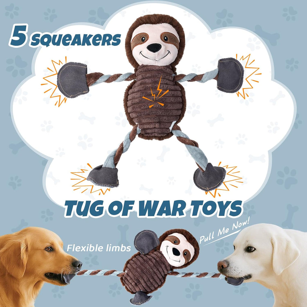 ZippyPaws Dog Toy Plush Dog Chew Toy with 5 Squeakers, Interactive and Durable Pet Toy for Chewing and Playing