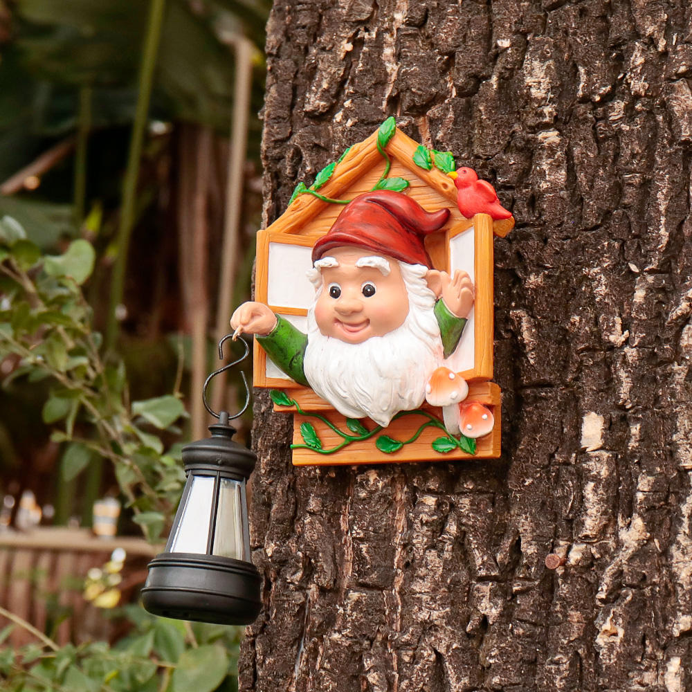Gnome Tree Hugger Resin Garden Statue for Outdoor Decor, Whimsical Gnome Figurine for Yard Patio Lawn Porch, Funny Gnome Gift for Gnome Lovers