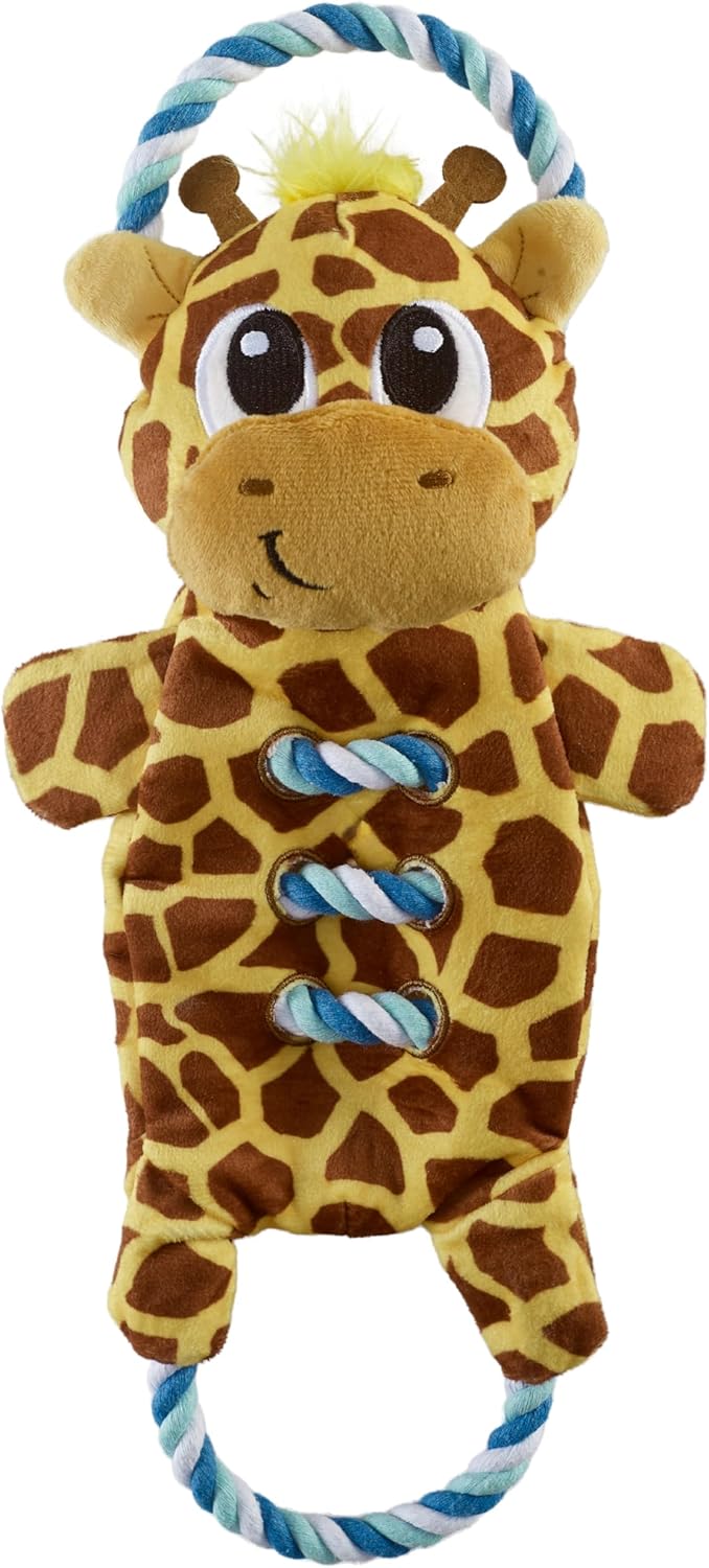 ZippyPaws  Dog Tug Toy for Tugging Squeaky Fun, 15.4 Inch Giraffe, Yellow, Small