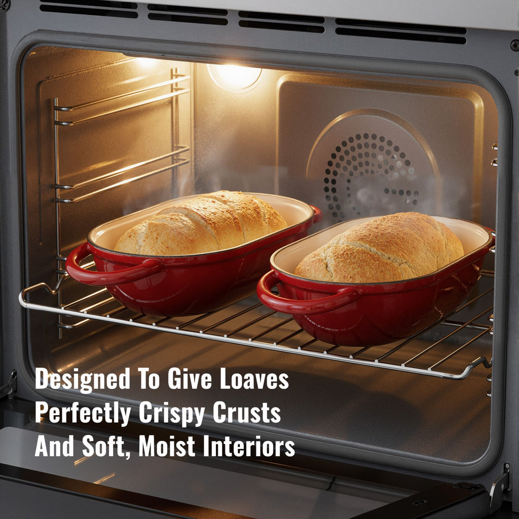 5 Quart Enamel Coated Cast Iron Bread Baker Dutch Oven with Lid, Dual Handles,  Available in 3 Colors