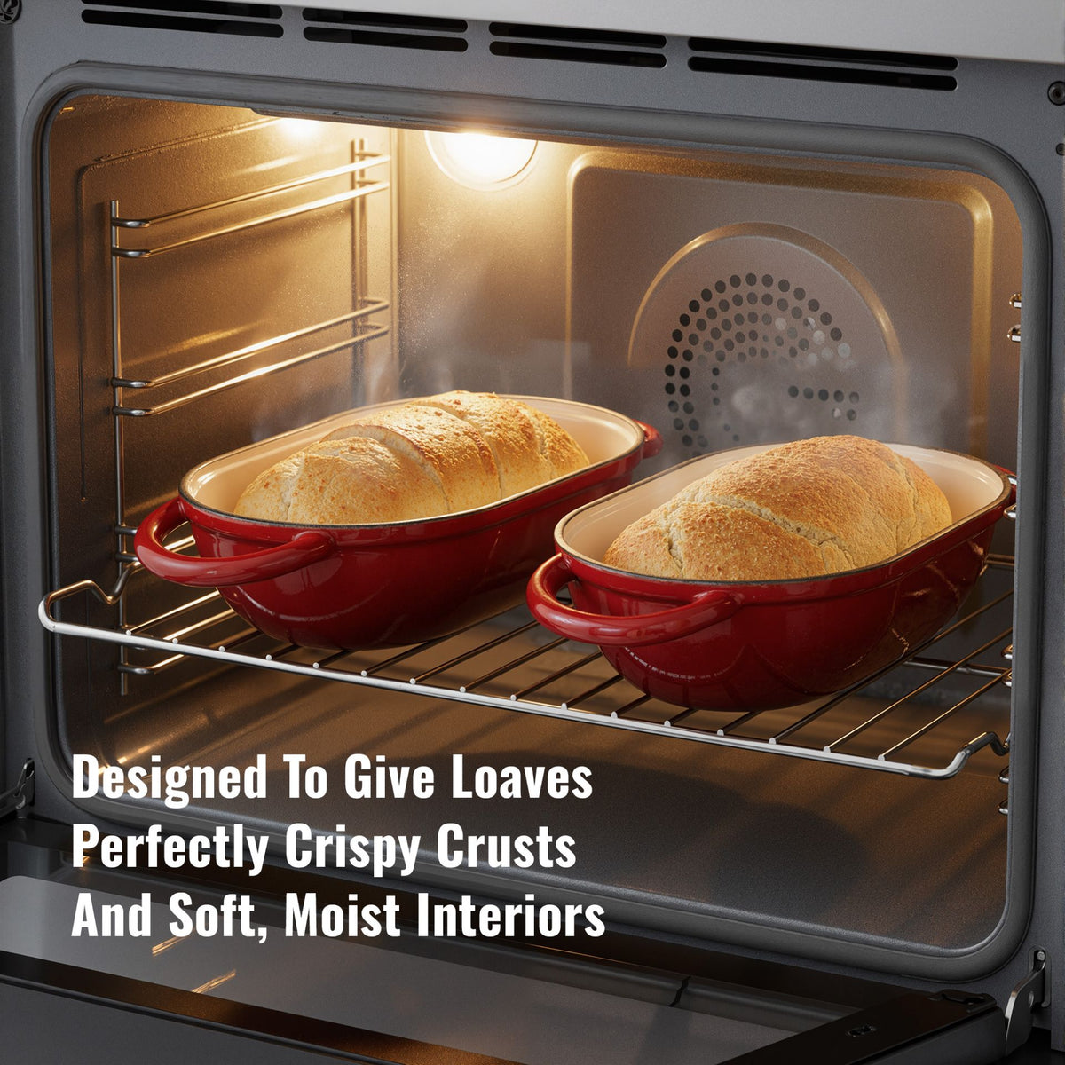 5 Quart Enamel Coated Cast Iron Bread Baker Dutch Oven with Lid, Dual Handles,  Available in 3 Colors
