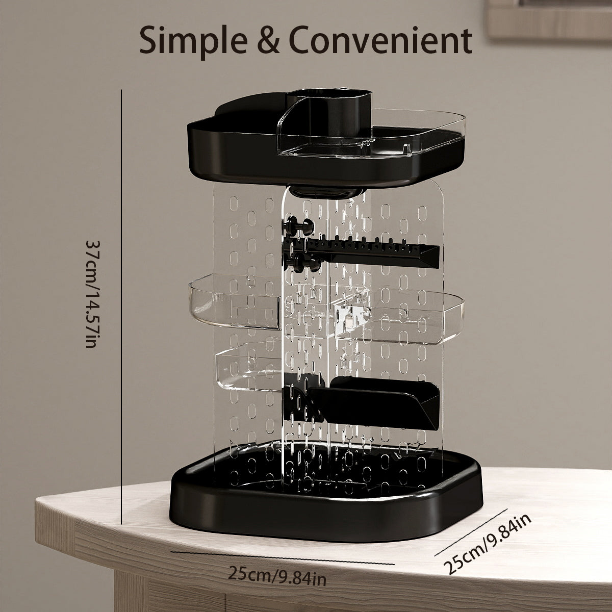 360° Rotating Makeup Organizer, Adjustable Tiered Bathroom Counter Organizer, Clear Vanity Display, Perfume Organizer & Makeup Brush Holder for Jewelry & Accessories Storage