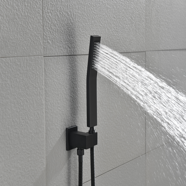 Matte Black Square Handheld Shower Head Set