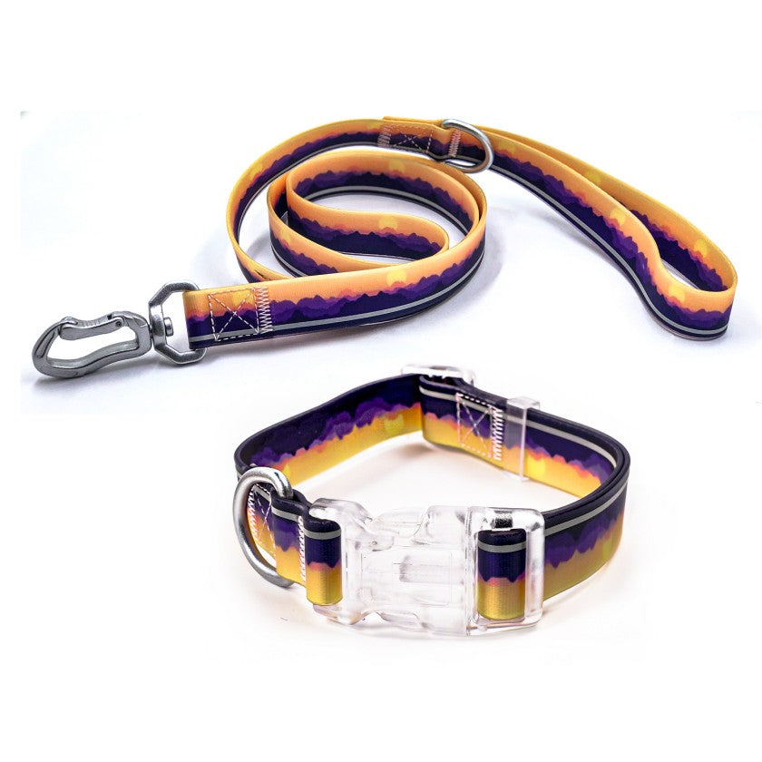 Reflective Dog Collar and Leash Set, Waterproof Adjustable Dog Leash with Metal Swivel Clip, Soft Handle Pet Leash Collar for Medium Large Dogs