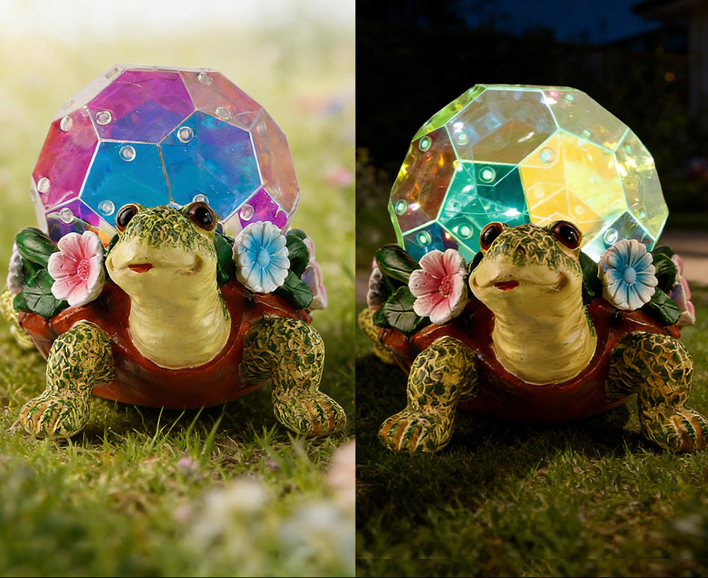 Outdoor Garden Decor Tortoise Statue with Warm White Accent Light, Decorative Landscape Ornament for Garden, Patio & Pathway