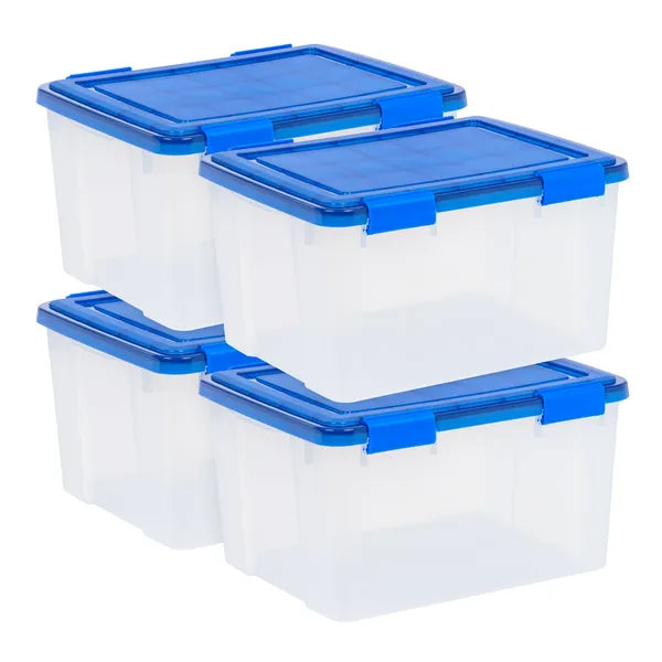46 Quart Plastic Storage Bin with Airtight Sealed Lid, Stackable Heavy Duty Storage Tote for Home Garage Pantry