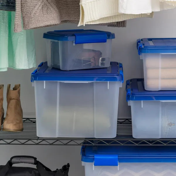 46 Quart Plastic Storage Bin with Airtight Sealed Lid, Stackable Heavy Duty Storage Tote for Home Garage Pantry