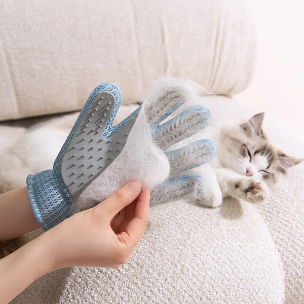 Pet Grooming Glove with 2-in-1 Dual Sides, Cat Dog Hair Remover Brush Glove with Silicone Bristles, Washable Furniture Fur Remover for Cats Dogs