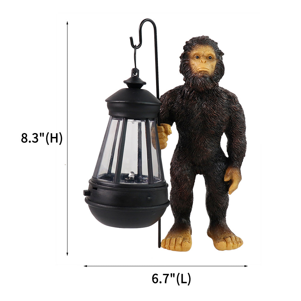 Bigfoot Garden Statue with Solar Lantern, Outdoor Sasquatch Yard Decor for Front Porch Patio Lawn, Waterproof Resin Bigfoot Gift