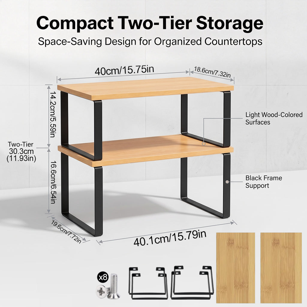 2-Piece Kitchen Cabinet Organizer Shelves, Spice Rack Storage Organizers for Pantry, Countertop and Kitchen Cabinet