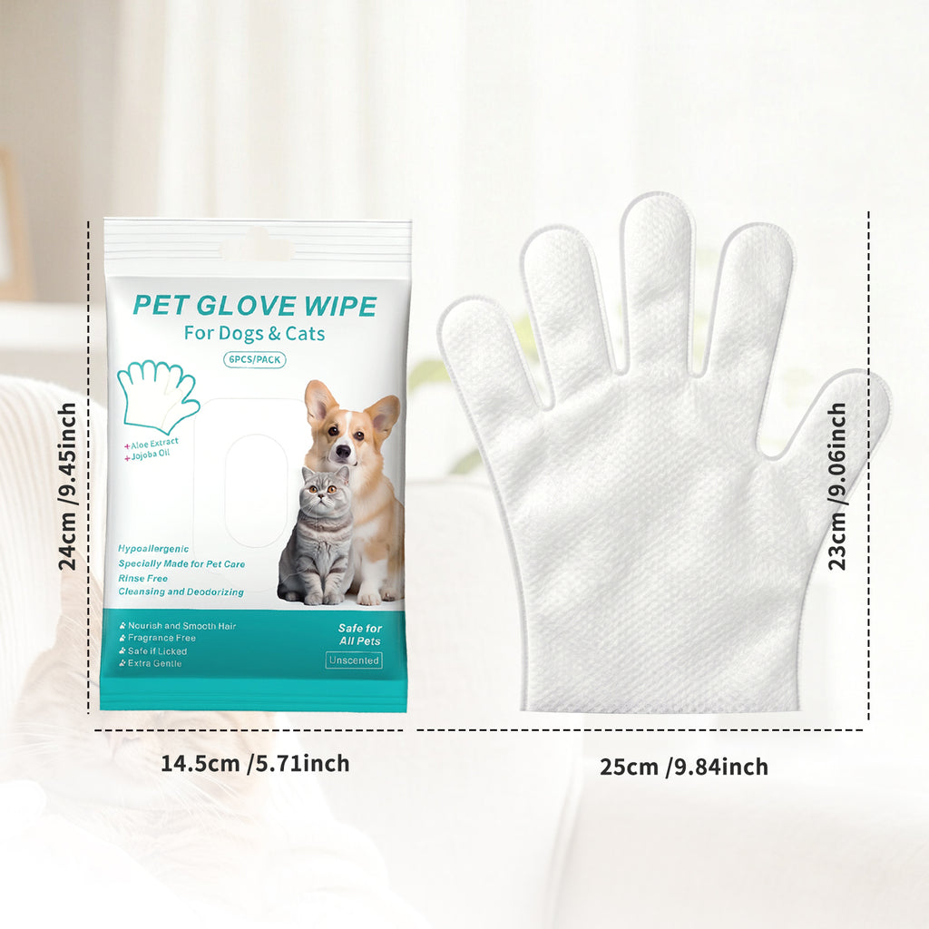 Rinse Free Dog Shampoo Mitts, Pet Glove Wipes for Dogs & Cats, Portable Pet Bathing Gloves, Rinse Free Shampoo Mittens for Paws and Body
