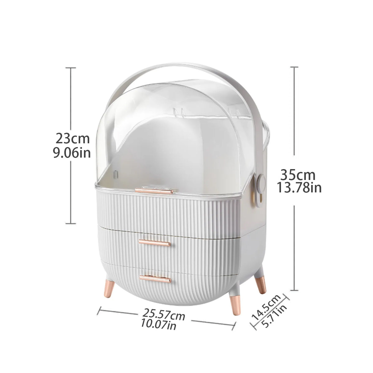 Makeup Organizers and Storage, vanity makeup organizer, cosmetic skincare storage, with lid and drawers, display case, countertop, white